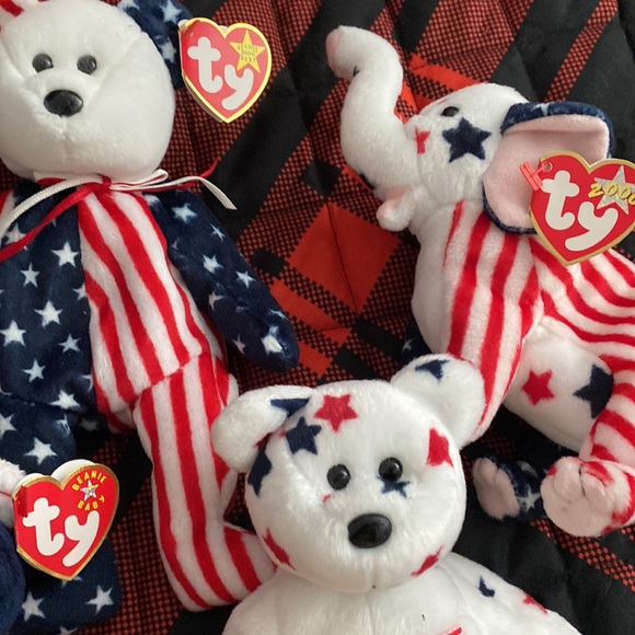 Lot of 4 patriotic beanie babies with tags vintage - Picture 3 of 3